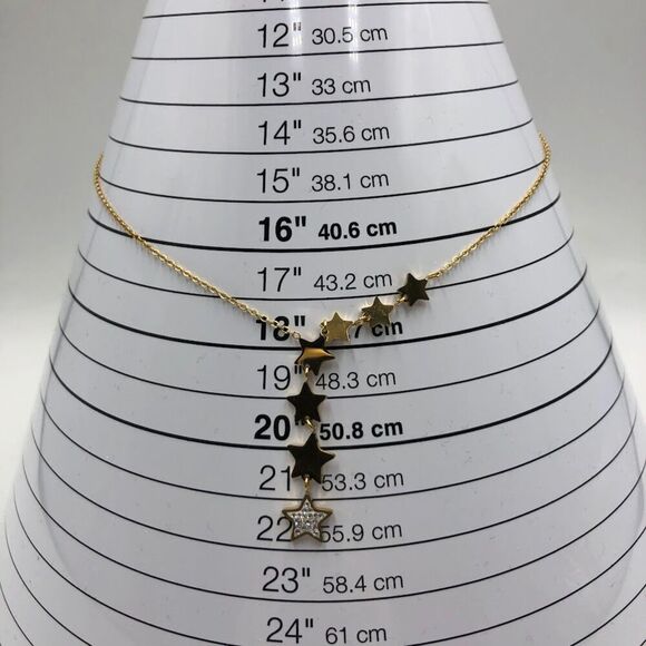 18K Gold Plated Women's Cascading Stars Necklace Cubic Zirconia Accent - Picture 9 of 10
